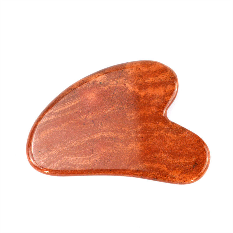 Massaggio Corporeo Strumento Rosso Jasper Guasha Strumento Giada Pietra Faciale Scraper per la cura della pelle Logo personalizzato Forma di cuore Faccia Strumento Massaggiatore Gua Sha