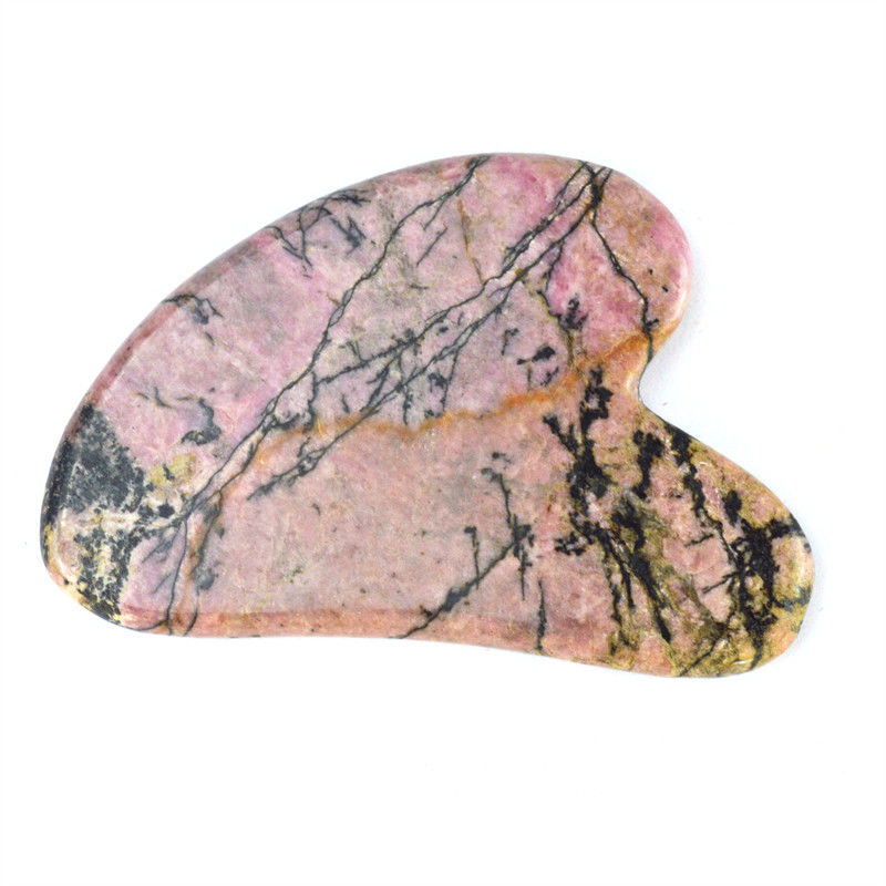 Funzione di massaggio muscolare Forma naturale del cuore Pietra di Rhodonite Gua Sha Scraping Board per la bellezza facciale e cura della salute della pelle del corpo Spa