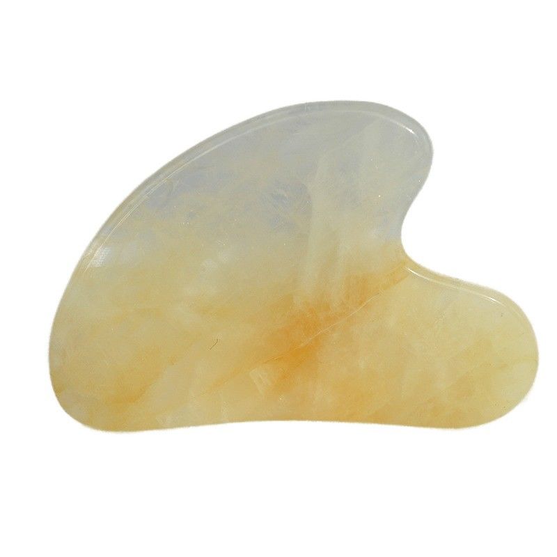 Tabella di raschiatura a forma di cuore naturale giallo citrino gua sha per strumento di massaggio facciale e corporeo