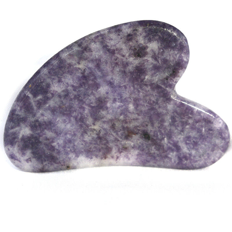 Attrezzature per il massaggio del corpo Forma di cuore naturale Pietra viola Gua Sha Scraping Board per il rilassamento muscolare e la salute della pelle Spa