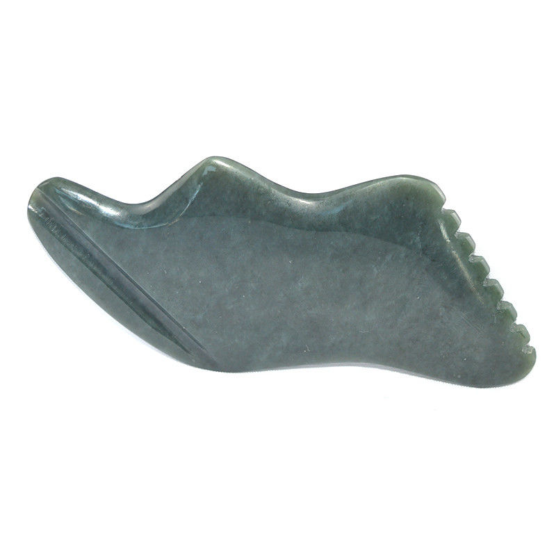 Forma verde scuro fulmine naturale Nefrite Hetian Giada Gua Sha Massaggio Strumento per Custom Logo Self Skin Health Care Spa