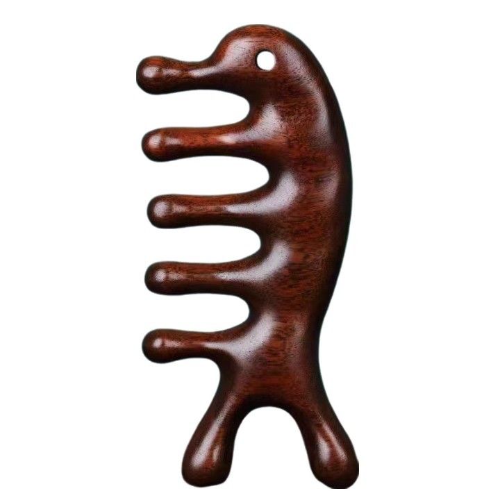 Attrezzatura per il massaggio della testa 2023 di legno di sandalo naturale Gua Sha Scalp Massaggio pettine di legno Guasha strumento per la cura dei capelli e il rilassamento della testa