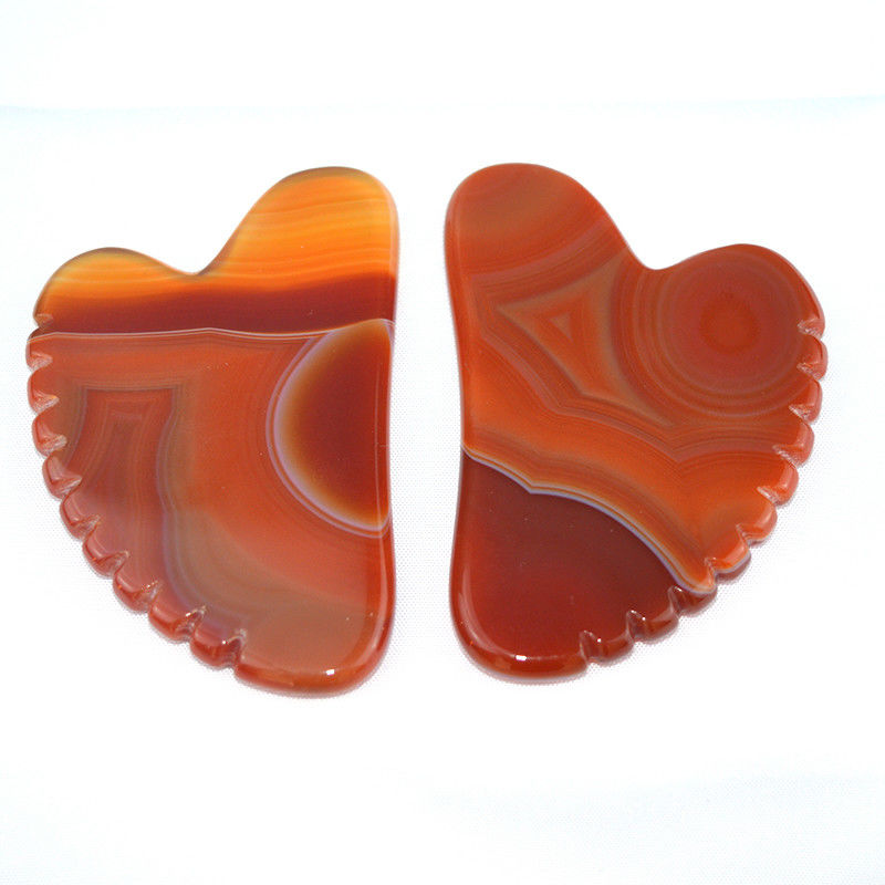 Forma di cuore Carnelia Gua Sha Scraping Massaggio Tavola Con Denti Agata Rossa Guasha Massaggiatore Faciale Corpo Massaggiatore Spa Spa Relax Tool per Spa