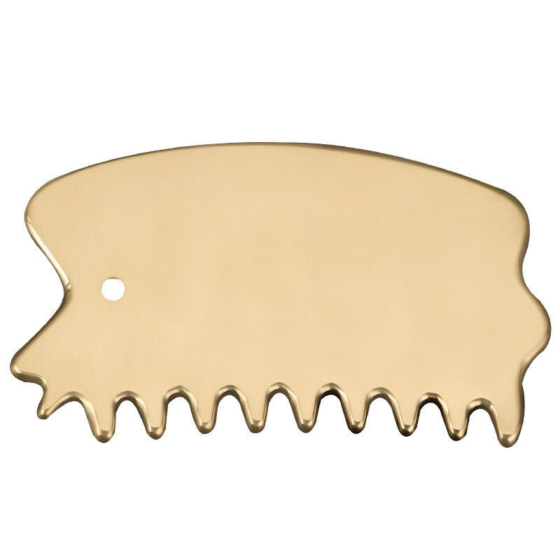 Attrezzature per massaggi della testa in ottone naturale Gua Sha Board Scalp Massaggio pettine Guasha Pietra Massaggio della testa Hair Health Care Salon
