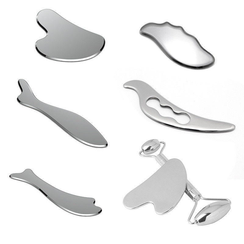 Massaggio muscolare Logo personalizzato Massaggiatore Prodotti in acciaio inossidabile 304 Guasha Strumento Cuore Forma Gua Sha Acciaio inossidabile