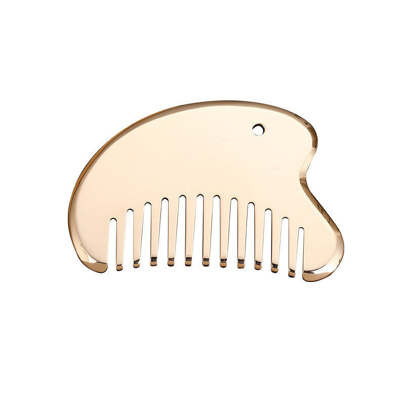 Oro in ottone naturale Gua Sha Board Tool per massaggio del cuoio capelluto pettine Guasha Stone Head Massager Hair Health Care Salone di bellezza