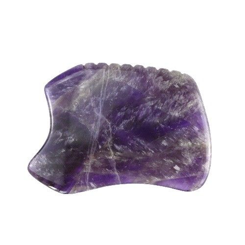 Pietra di raschiatura viola Gua Sha Strumento di massaggio per la Tavola Guasha Faciale di Cristallo di Ametista e Giada Naturale