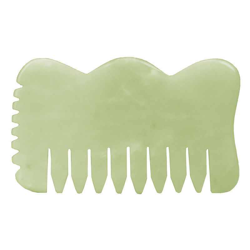 Natural Xiuyan Jade Gua Sha Acupoint Massaggio pettine per capelli per il rilassamento della testa Guasha pettine