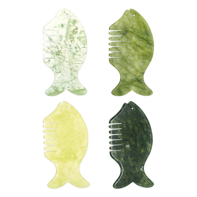 Equipaggiamento per il massaggio della testa 2024 Prodotto Xiuyan Jade Comb Guasha Jade Stone Scraping Massage Board in verde e giallo