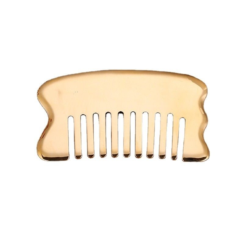 Massaggio muscolare Strumento di massaggio della testa Logo personalizzato Strumento di massaggio del cuoio capelluto Quadrato di ottone Gua Sha Comb Metallo di rame Gua Sha Comb