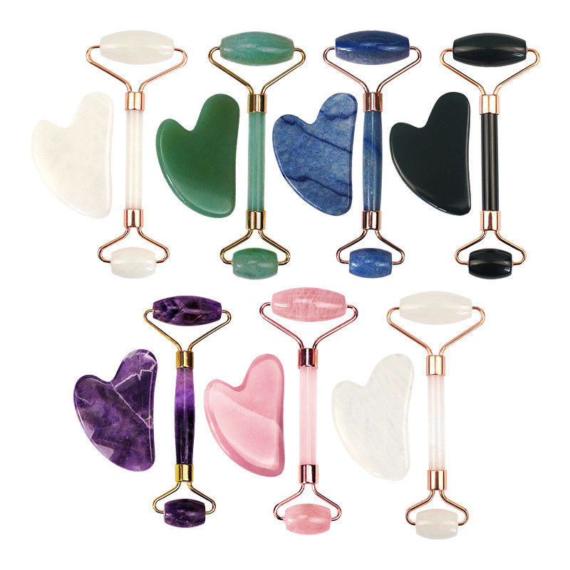 Massaggiatore Faciale Strumenti di massaggio Set Gua Sha Tavola Faccia Roller Guasha Pietra Corpo Self Skin Care Spa Anti Aging Beauty Gift Box