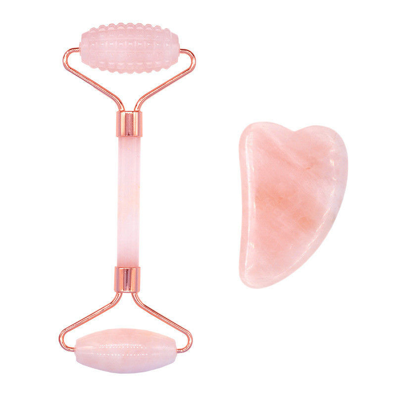 Rose Quartz Gua Sha Face Roller Massage Tool Guasha Stone Body Self Skin Care Spa Anti Aging Facial Beauty Gift Box in rosa