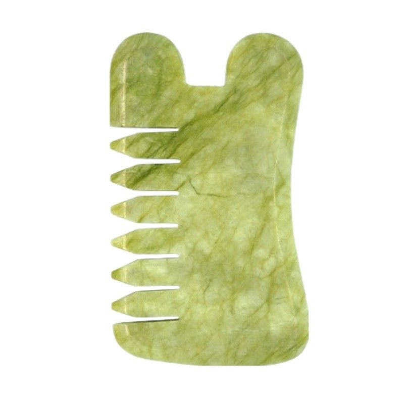 Naturale Verde Xiuyan Giada Gua Sha Scalp Massaggio pettine Guasha Pietra Massaggio Testa per capelli Salute cura salone di bellezza strumento