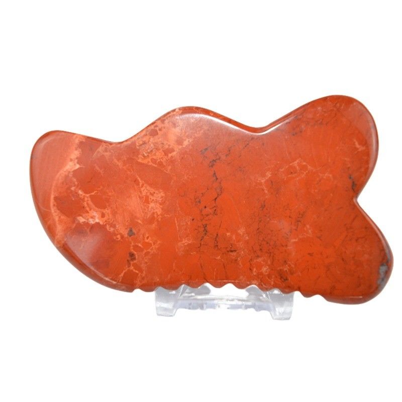 Logo personalizzato disponibile dal 2024 Pietra di Jaspero Rossa Gua Sha Scraping Massage Board per benefici anti-invecchiamento e rilassamento muscolare