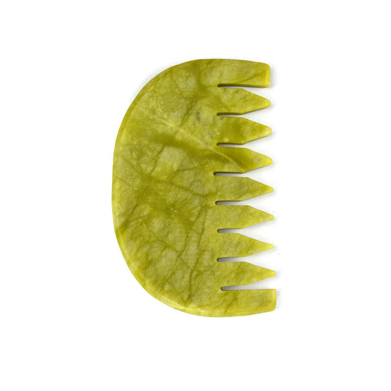 Logo Disponibile Logo personalizzato Puro naturale Xiuyan Giada Pietra pettine Testa Scalpo Guasha Massaggio Strumento Basso MOQ Gua Sha pettine