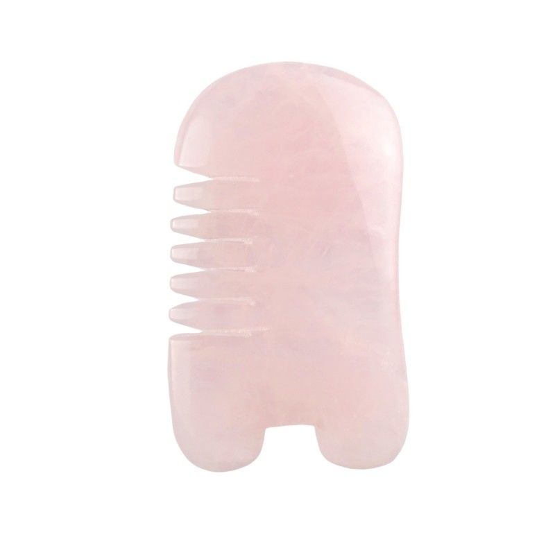 Rose Quartz Gua Sha Scalp Massaggio pettine Strumento per massaggiare la testa Strumenti auto cura della pelle Spa Facial lifting attrezzature di bellezza