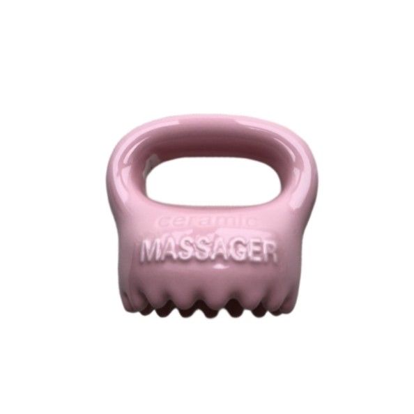 Attrezzatura per il massaggio del corpo Ceramica per uso domestico Colore rosa Gua Sha Strumento di massaggio del cuoio capelluto con maniglia e spa Massaggiatore di bellezza rilassante