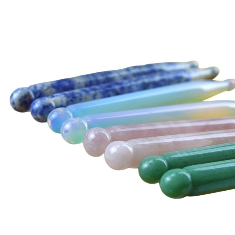 Strumenti di massaggio Colorato naturale cristallo Guasha Massaggio Pen Terapia di agopuntura Strumento per la cura della salute del corpo Terapia Gua Sha Massaggio bastone