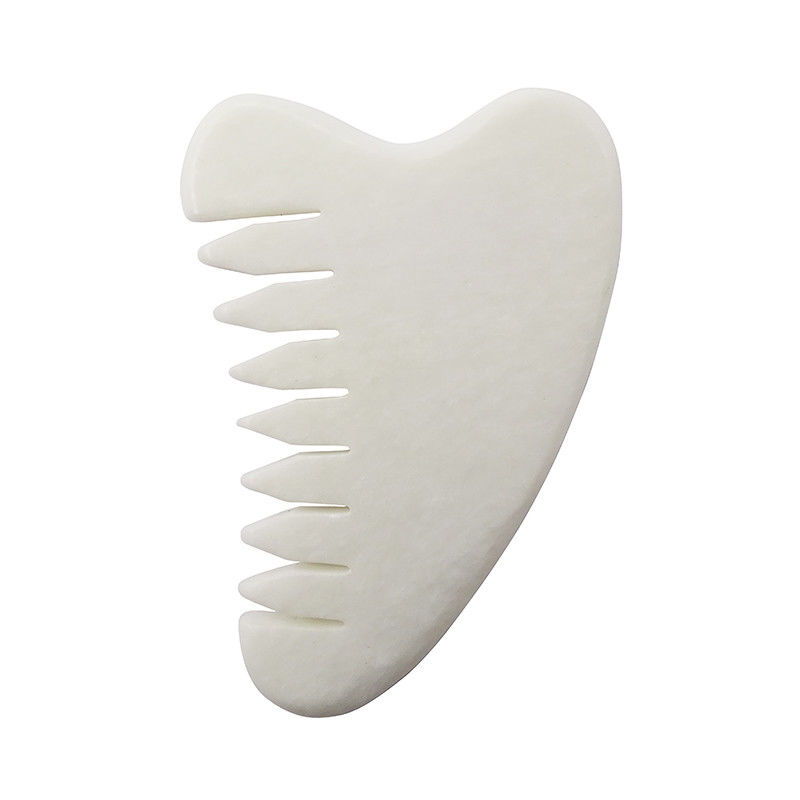 Area di massaggio completo del corpo Naturale Bianco Xiuyan Jade pettine per capelli Gua Sha Strumenti Jade Massaggiatore Scalp per alleviare la tensione del cuoio capelluto