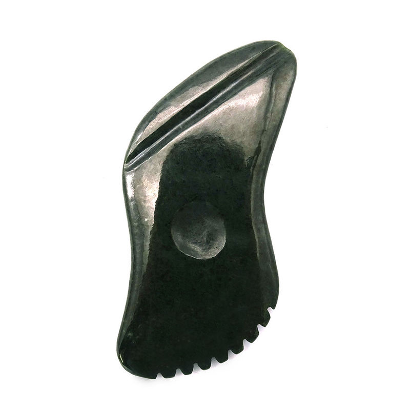 Nefrite verde scuro naturale Giada Gua Sha Massaggio del corpo Strumenti di massaggio tradizionale di raschiatura per il corpo intero 11,8cm*6cm*0,9cm