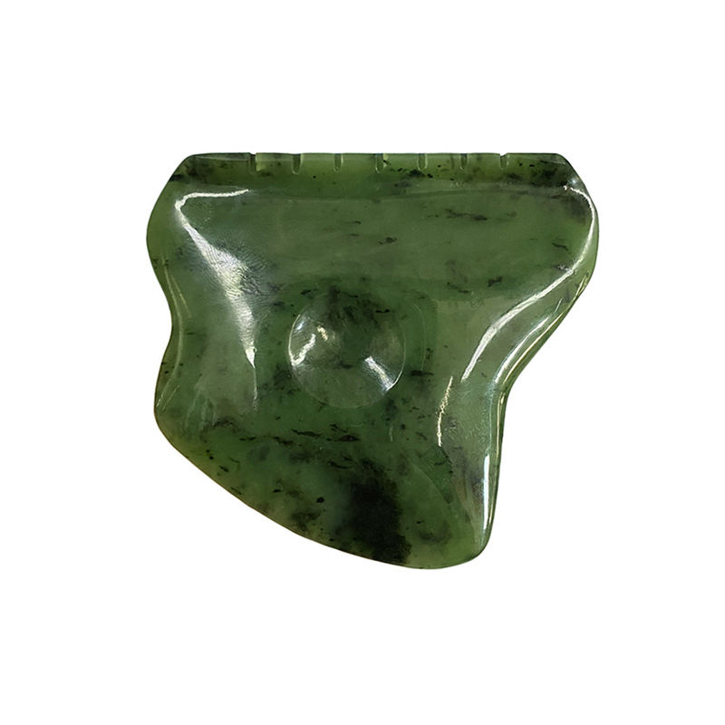 Massaggiatore Corpo Nefrite Verde Giada Gua Sha Scraping Massaggio Strumento per il rilascio di tensione facciale e auto-aiuto