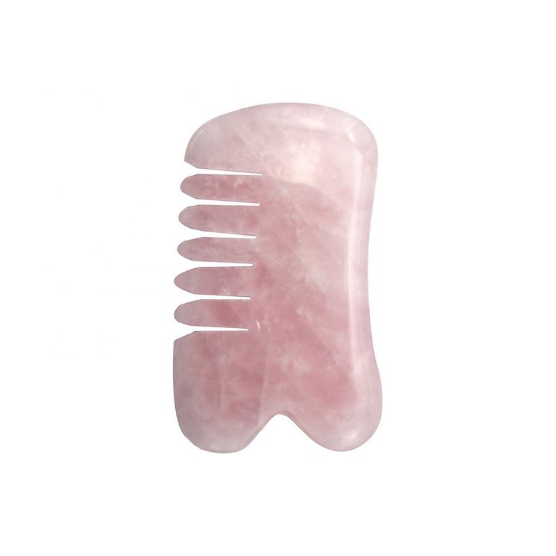 Manifattura a mano naturale rosa quarzo gua sha raschiatura massaggio pettine capelli guashsa per la testa modalità massaggio n abkgs-030