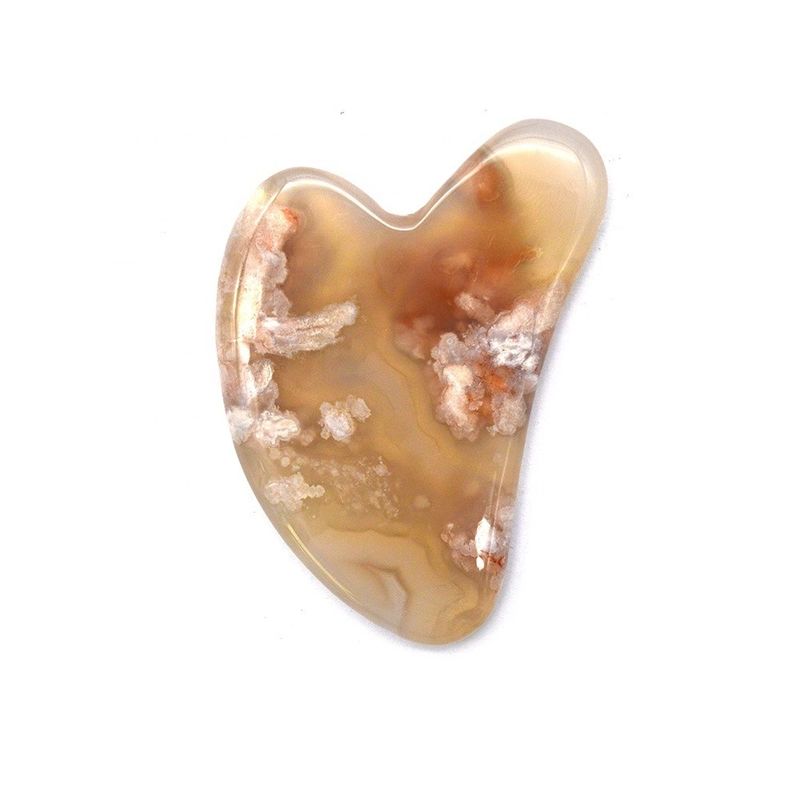 Massaggiatore Corpo Naturale Forma Cuore Fiore di ciliegio Agata Gua Sha Board Care Guasha Massaggio Strumento con Logo personalizzato