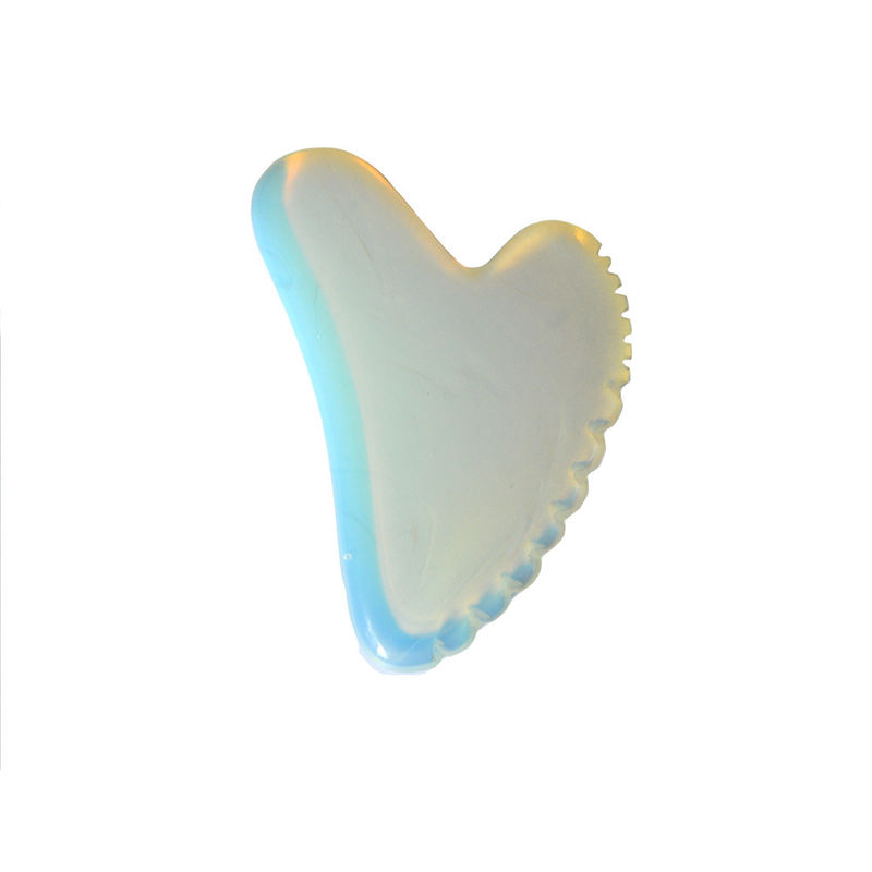 Massaggiatore Faciale Cura del corpo Salute Bianca Opal Forma di Cuore Giada Opalite Guasha Gua Sha Massaggio per il rilassamento facciale