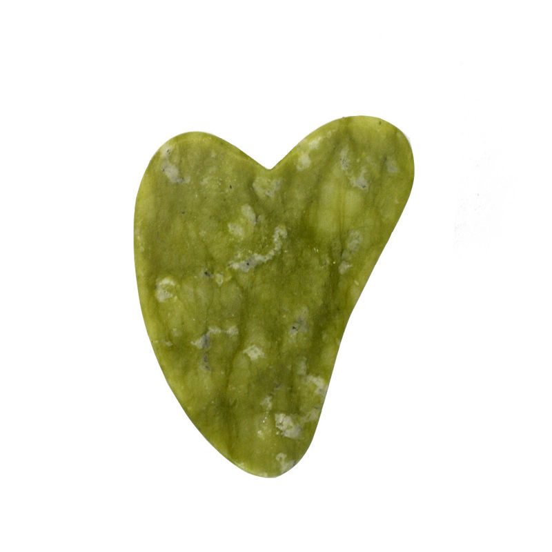 Verde 7.6cm*5.5cm*0.2cm Xiuyan Giada Forma Cuore Faccia Giada Guasha massaggiatore Tavola Gua Sha Massaggio Strumento Per la Salute