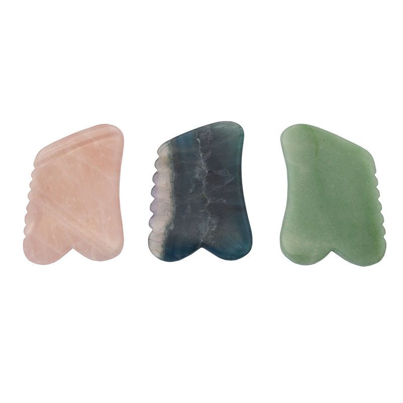 2024 Rose Quartz Green Aventurine Fluorite Gua Sha Strumenti per facelifting e anti-invecchiamento Promuovono la disintossicazione della pelle