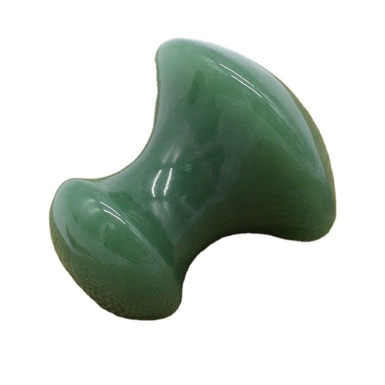 Pietra di massaggio a forma di fungo Gua Sha Strumento artigianale di avventurina verde per il ringiovanimento del viso