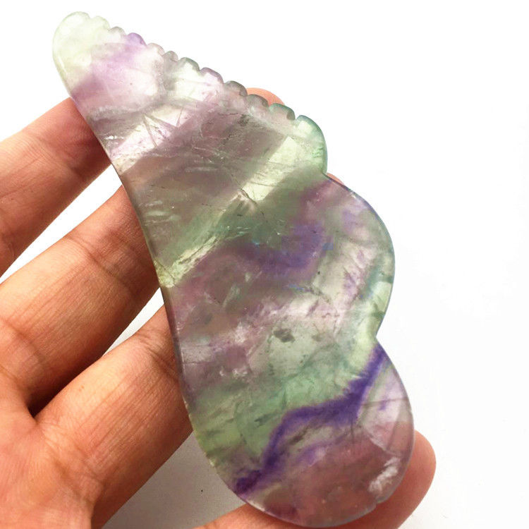 Massaggio per la salute del corpo Giada naturale colorata Guasha Fluorito Gua Sha Strumento di massaggio da raschiatura