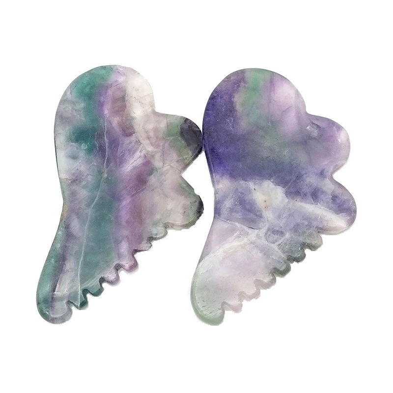 Fluorite naturale arcobaleno con coloratissimi strumenti di massaggio per graffiare Gua Sha 95*55mm