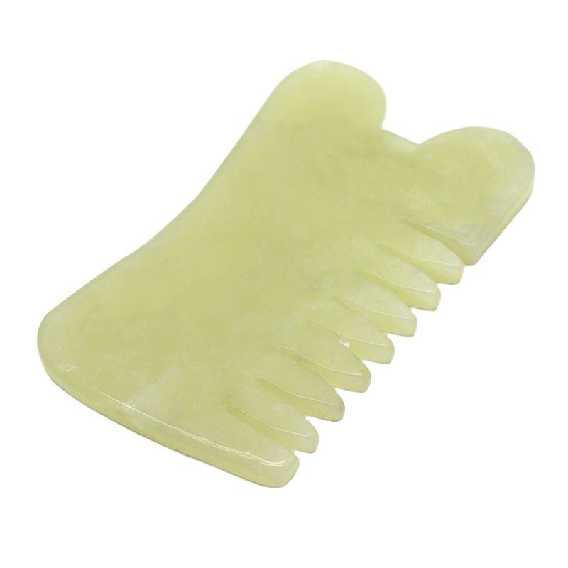 Xiuyan Jade Guasha Massage Comb Gua Sha Scarping Facial Tools con funzione di fisioterapia a infrarossi 88*50*4mm