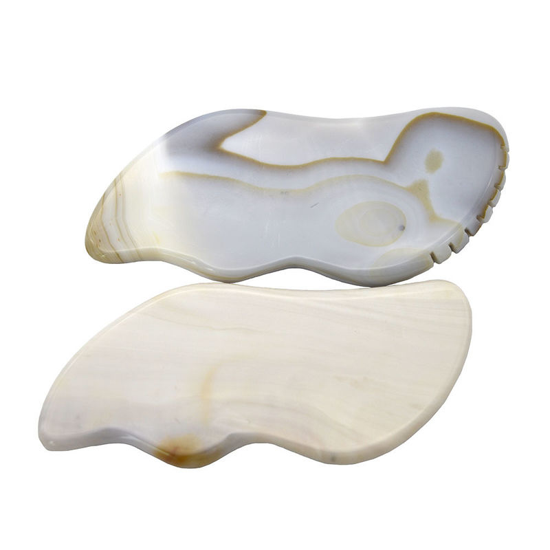 7.5*6.5cm Agate Grigio Naturale Gua Sha Strumenti per lo Scraping Massaggio Proprietà massaggiatore