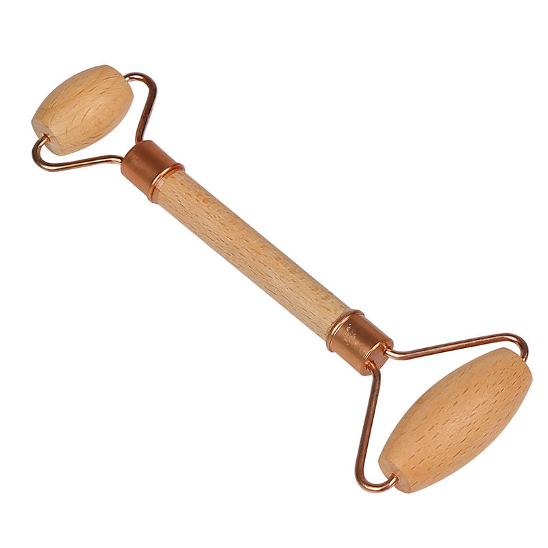 Manico di legno doppio rullo Guasha Massaggio Faciale con Massaggio Faciale Naturale Giada Gua Sha Roller