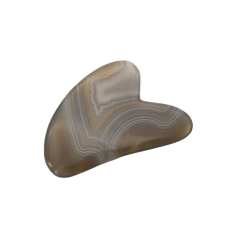 8*5*0.4cm Tavola tradizionale a forma di raschietto Guasha per massaggio facciale Strumento di massaggio grigio Colore cuore Agata Gua Sha Terapia di agopuntura