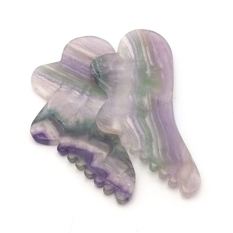 Cura della salute personale 95*45mm Colorato Fluorite Gua Sha Per Massaggio della pelle del viso e del corpo Strumento per il trattamento di agopuntura SPA