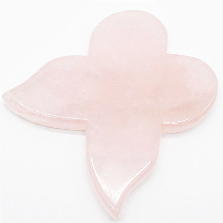 Il migliore naturale Rose Quartz Guasha Strumenti per massaggiatore farfalla Guasha massaggiatore OEM ODM